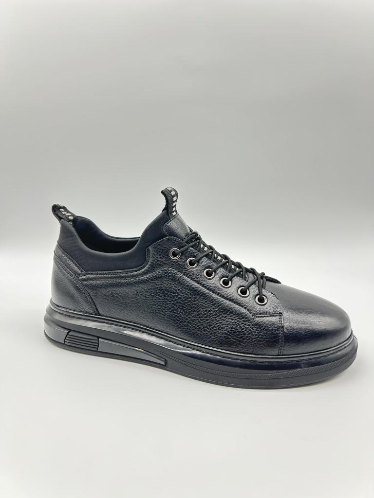 Erkek hakiki deri sneaker siyah napa eva tpu taban spor ayakkabı
